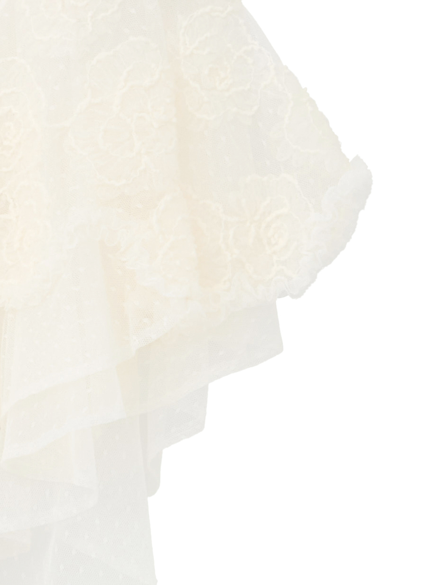 カメリアチュールレースフリルストール 詳細画像 クロ 4