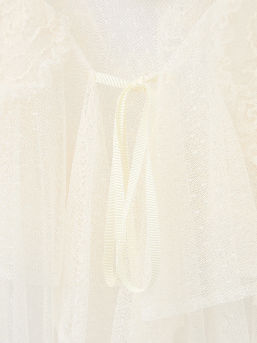 カメリアチュールレースフリルストール 詳細画像 クロ 5