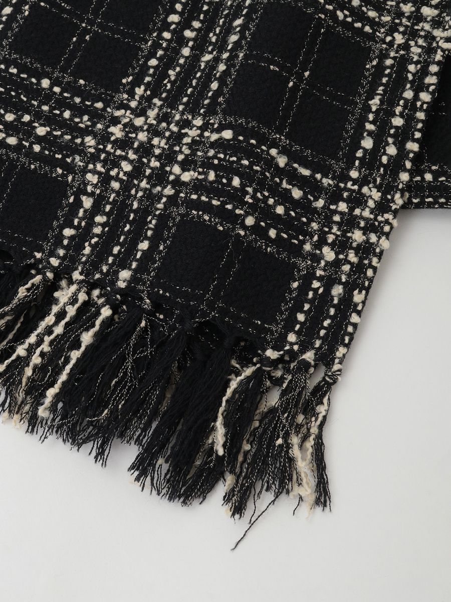 リントンビッグチェックツイードストール 詳細画像 クロ 3