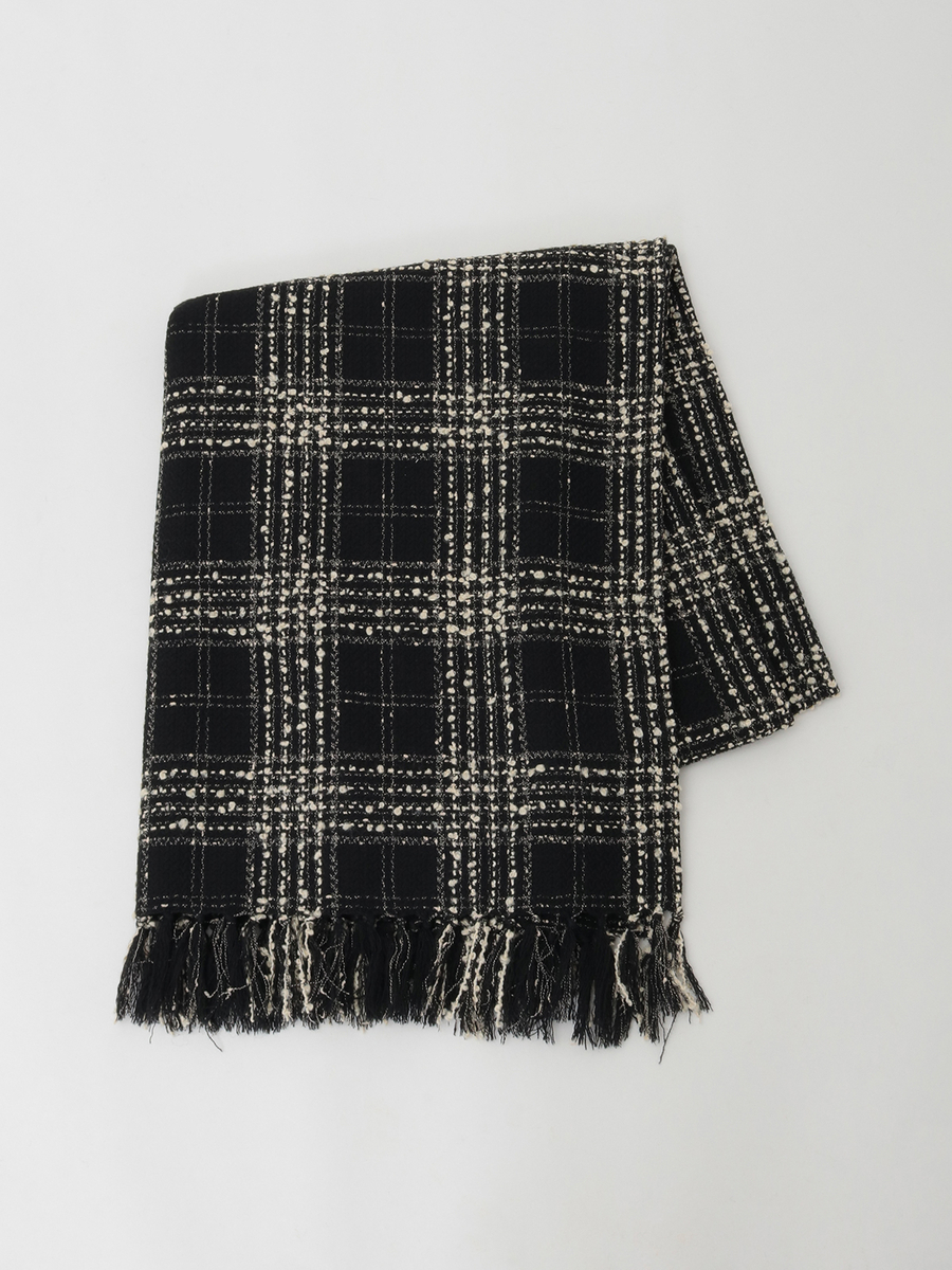 リントンビッグチェックツイードストール 詳細画像 クロ 1