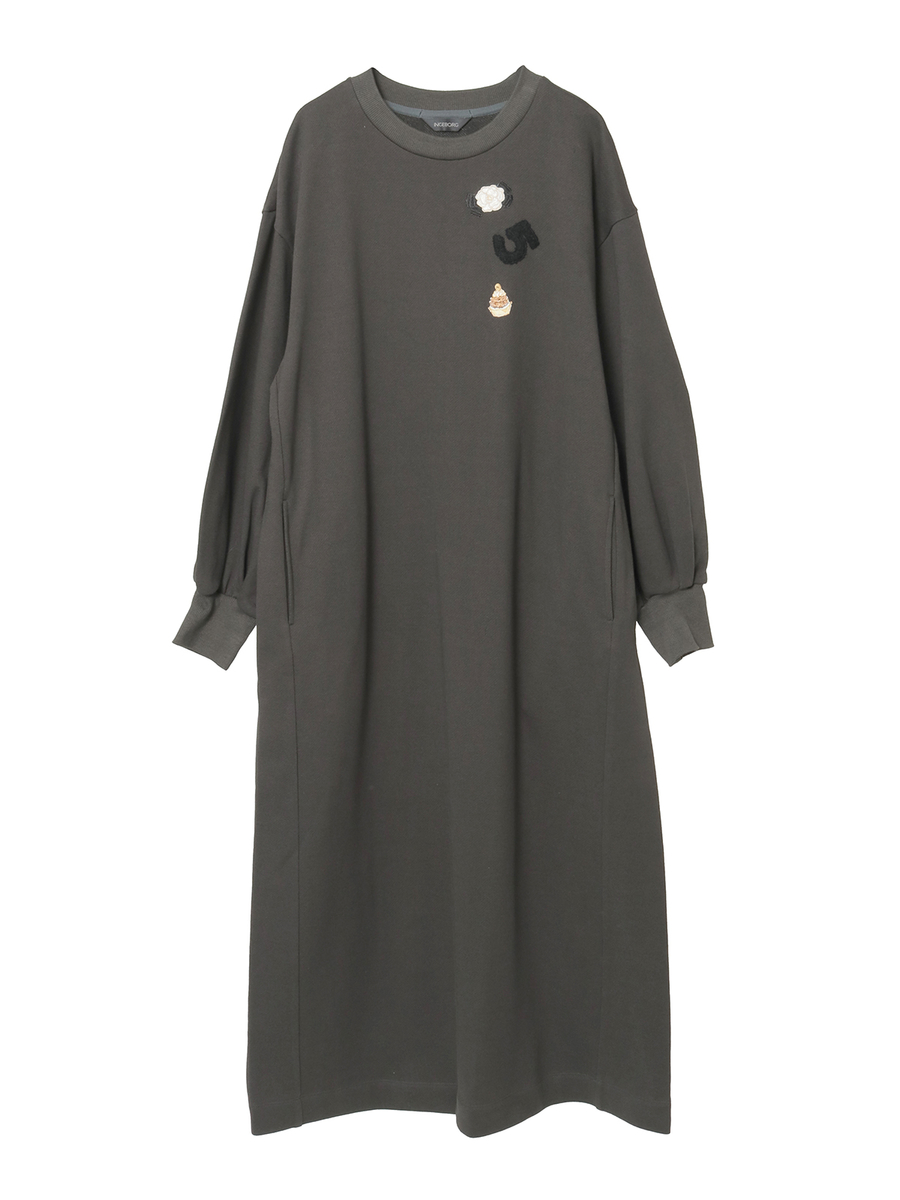 Le Salon de INGEBORGワッペン付きワンピース 詳細画像 チャコール 1