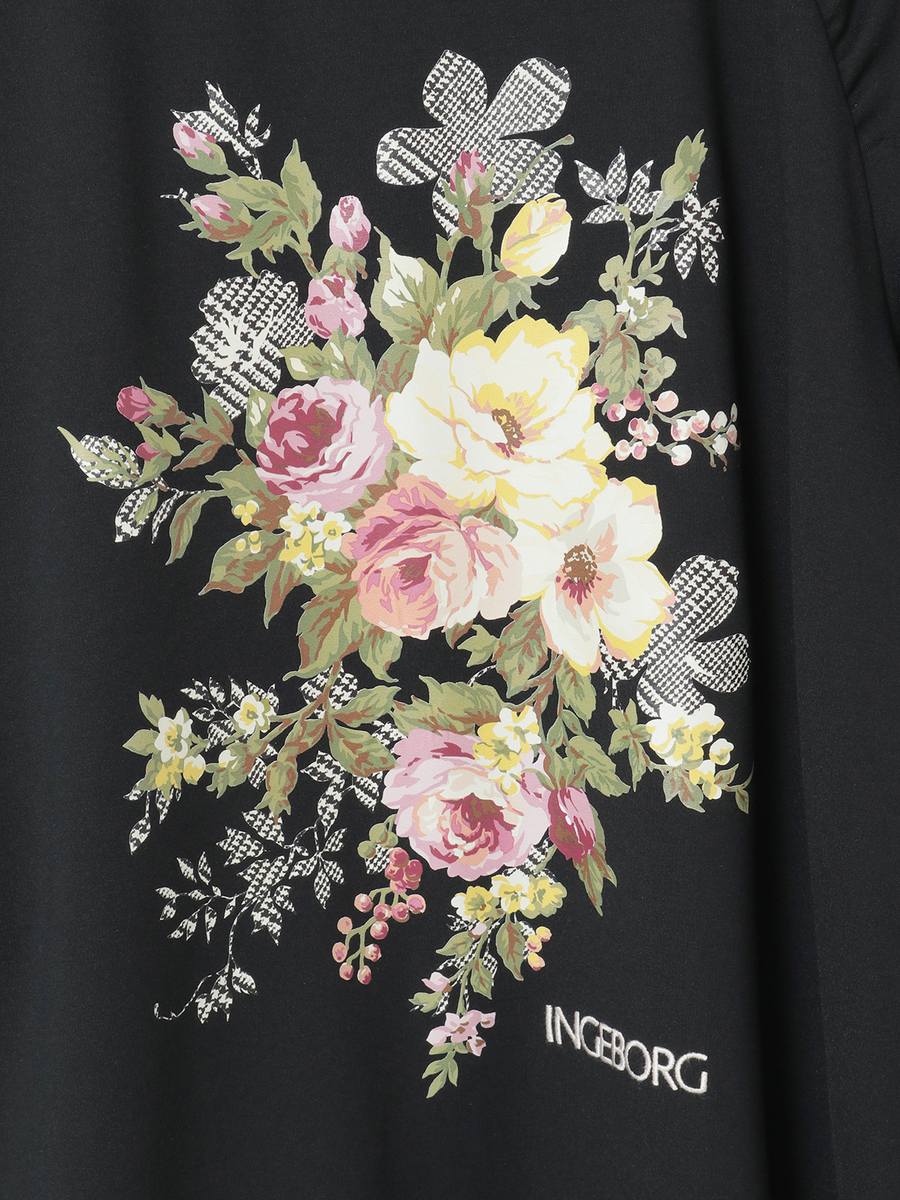 チェックブーケワンポイントpt.カットソーワンピース 詳細画像 ブラウン 6