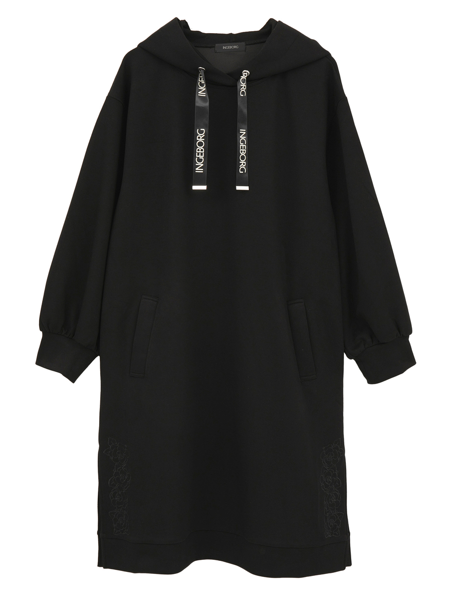 カメリア刺繍入りカットソーワンピース 詳細画像 クロ 1