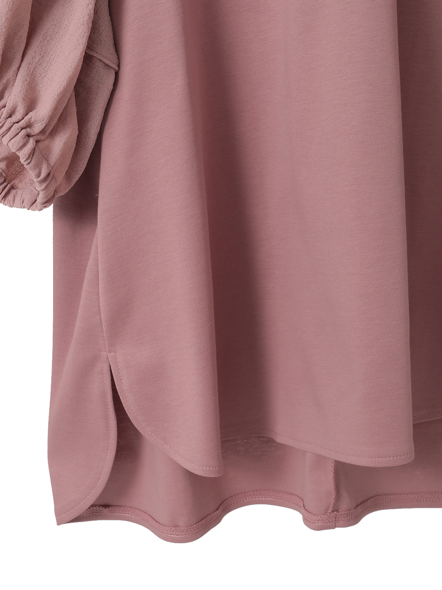 フラワーモチーフ付きボリュームスリーブカットソー 詳細画像 オフ 6