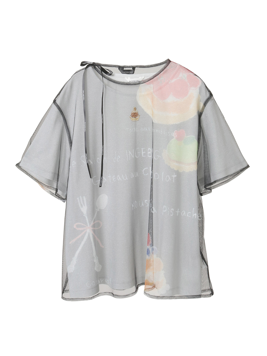 Le Salon de INGEBORG pt.チュールレイヤードカットソー 詳細画像 クロ×シルバー 1