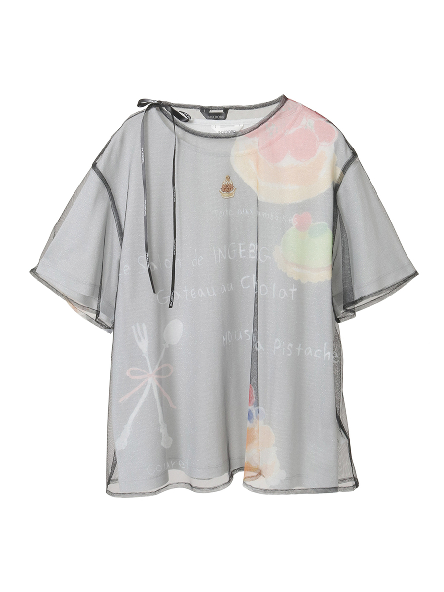 Le Salon de INGEBORG pt.チュールレイヤードカットソー 詳細画像 クロ×シルバー 1