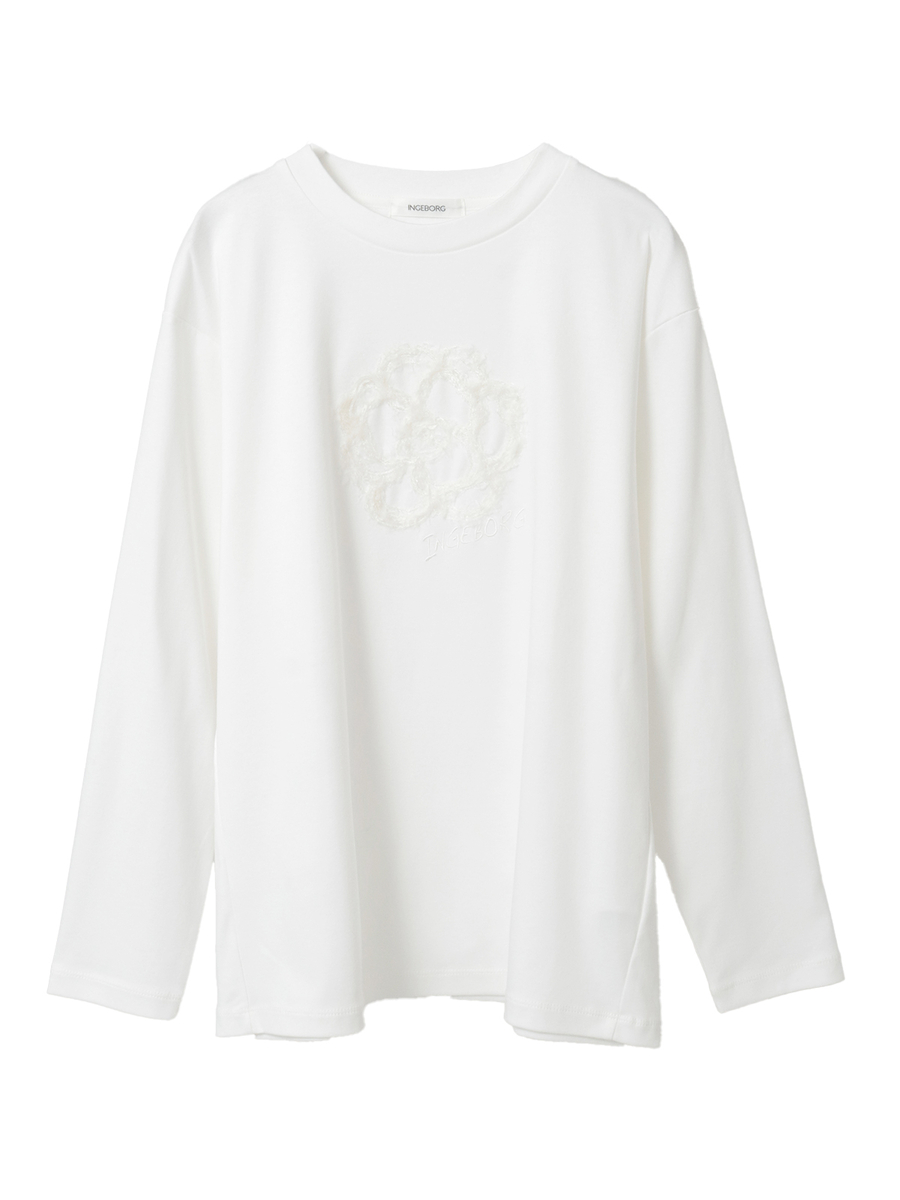 ふわふわカメリア刺繍カットソー 詳細画像 オフ 1