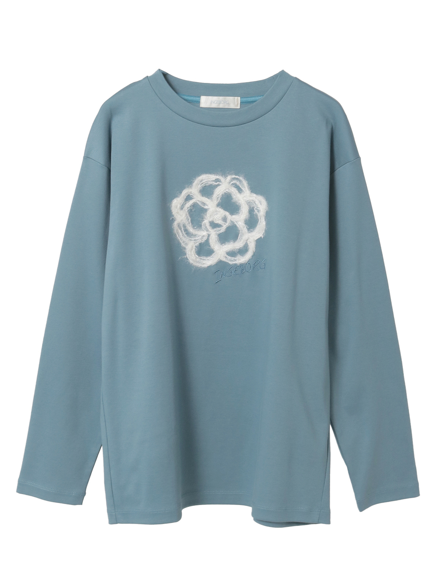 ふわふわカメリア刺繍カットソー 詳細画像 サックス 1