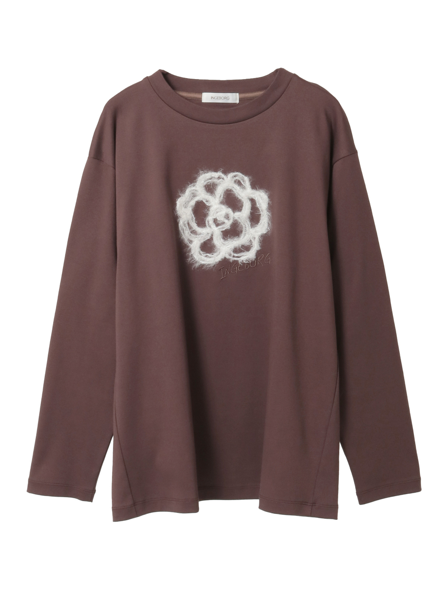 ふわふわカメリア刺繍カットソー 詳細画像 ブラウン 1