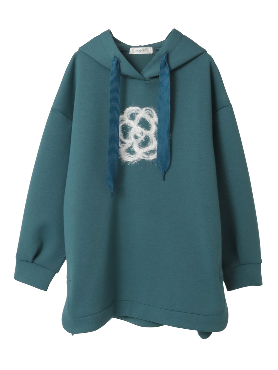 ふわふわカメリア刺繍フーディ 詳細画像 クロ 1