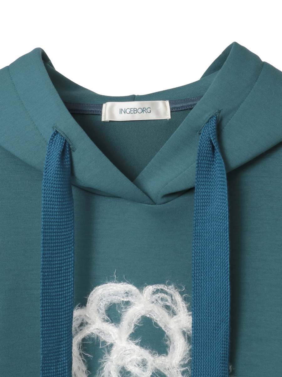 ふわふわカメリア刺繍フーディ 詳細画像 クロ 3