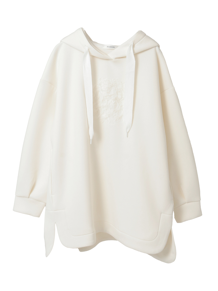 ふわふわカメリア刺繍フーディ 詳細画像 オフ 1