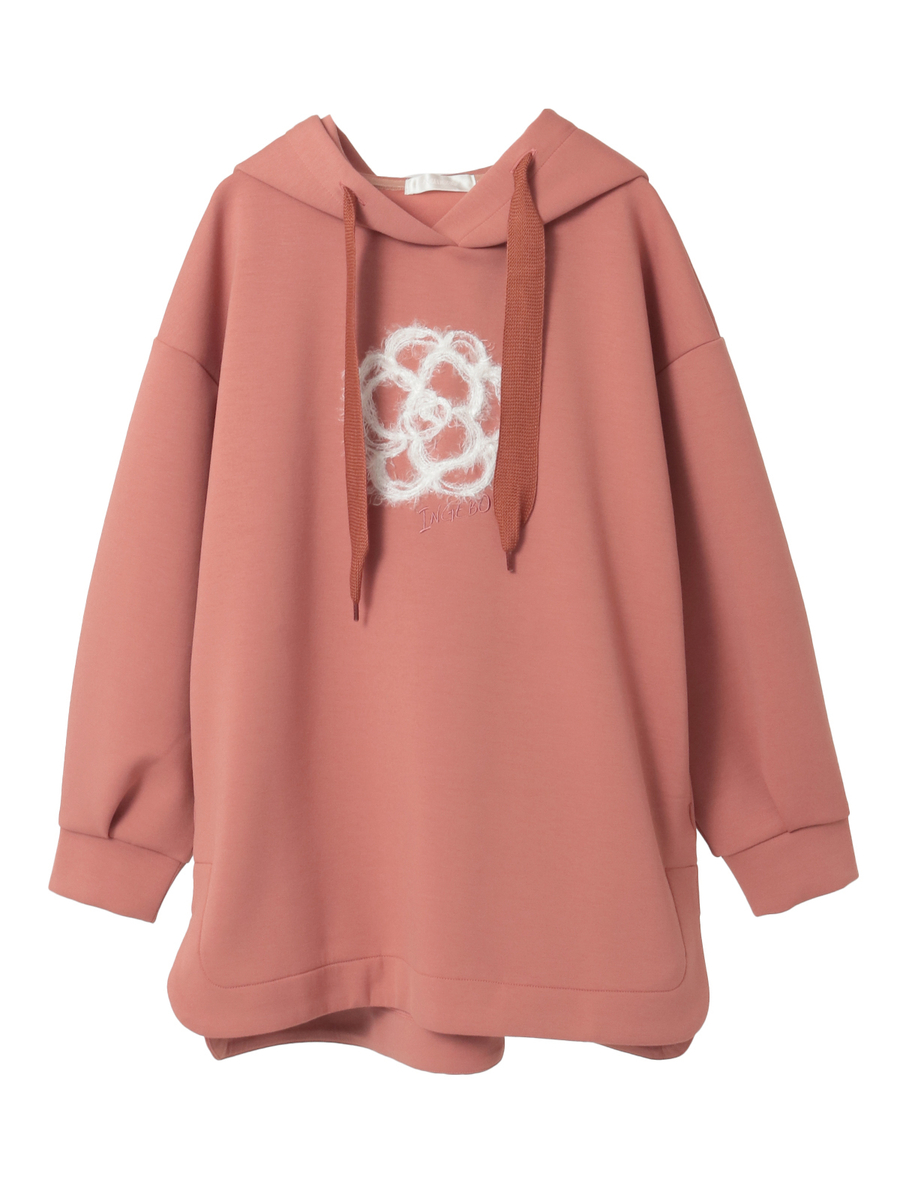 ふわふわカメリア刺繍フーディ 詳細画像 ローズ 1