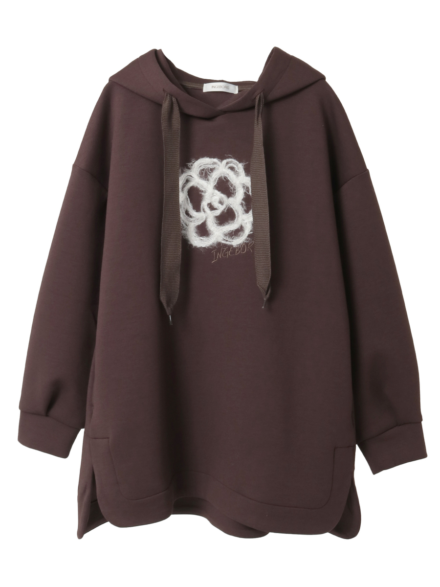 ふわふわカメリア刺繍フーディ 詳細画像 コゲチャ 1