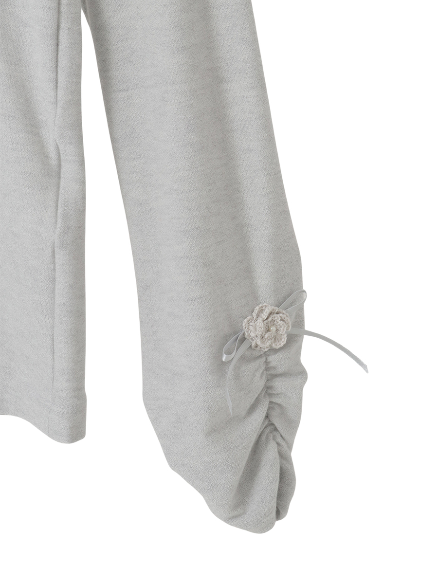 フラワーモチーフ付きタートルネックカットソー 詳細画像 ベージュ 4