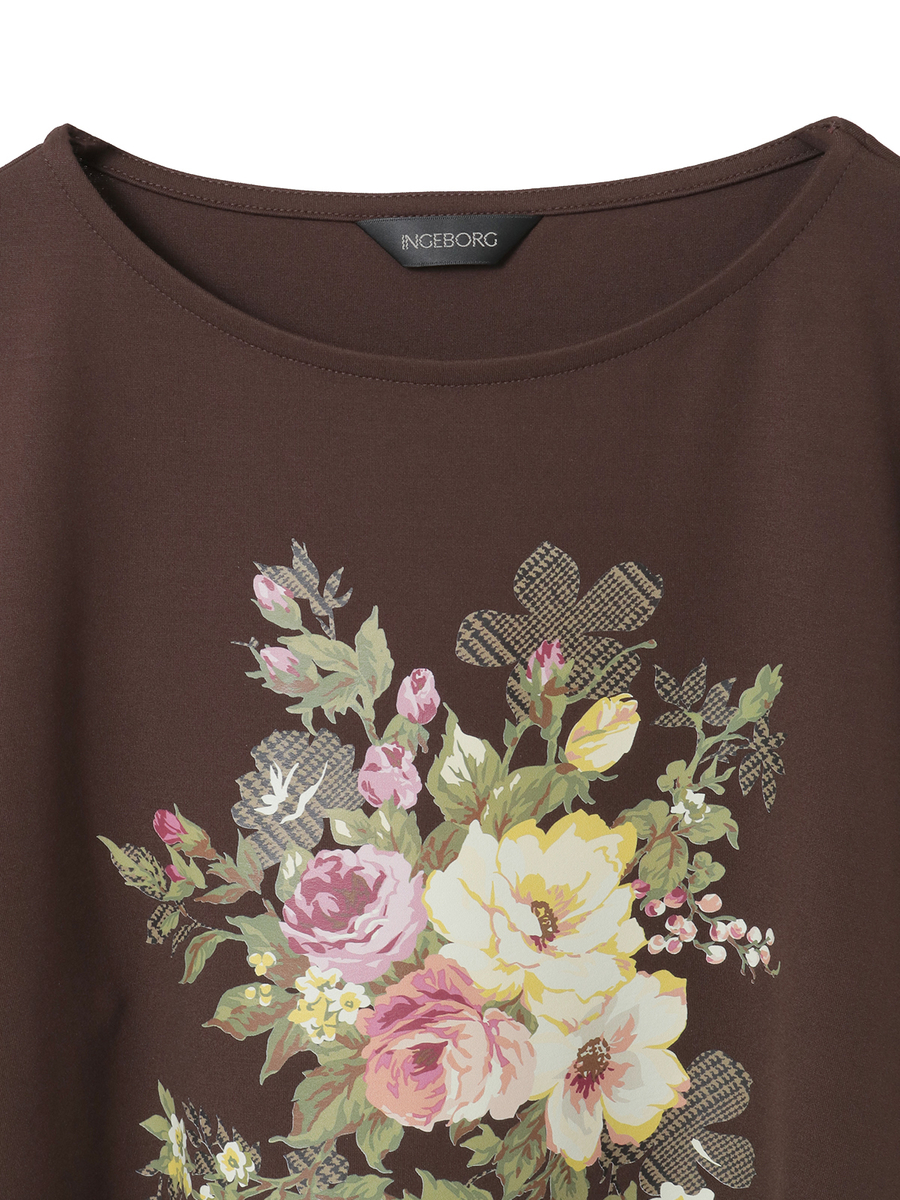 チェックブーケワンポイントpt.カットソー 詳細画像 クロ 3