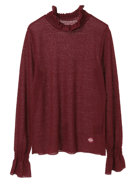 ウールレーシージャガードタートルネックカットソー