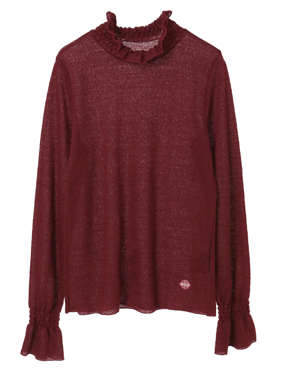 ウールレーシージャガードタートルネックカットソー 詳細画像 ワイン 1