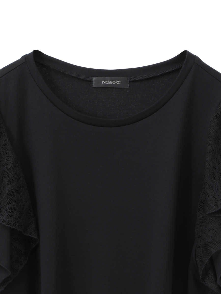 レース使いスムースカットソー 詳細画像 クロ 3