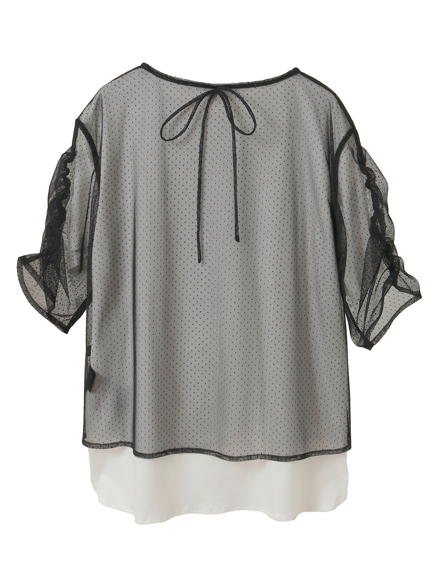 チュール×カットソートップス 詳細画像 オフ×オフ 2