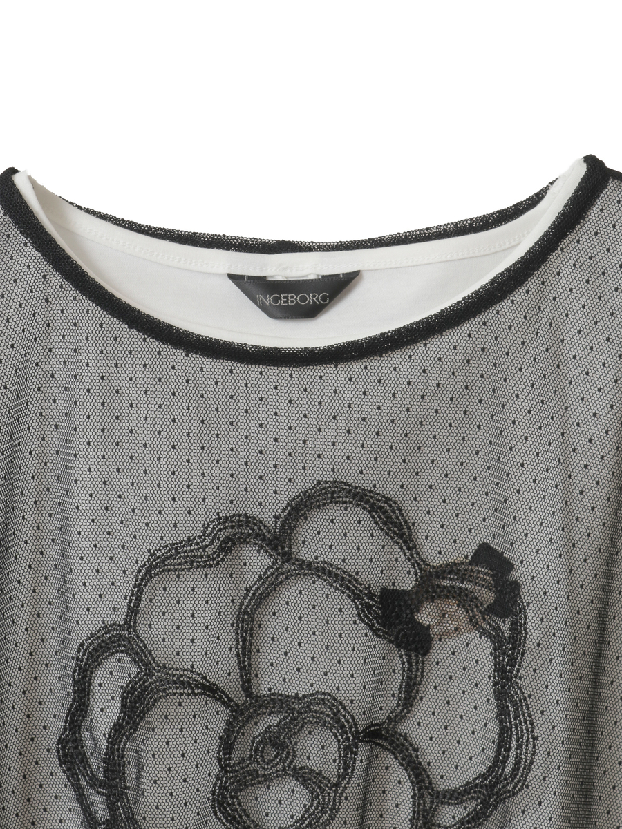 チュール×カットソートップス 詳細画像 オフ×オフ 3