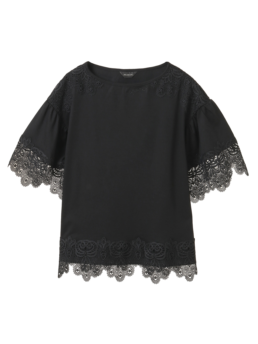 レース使いカットソー 詳細画像 クロ 1