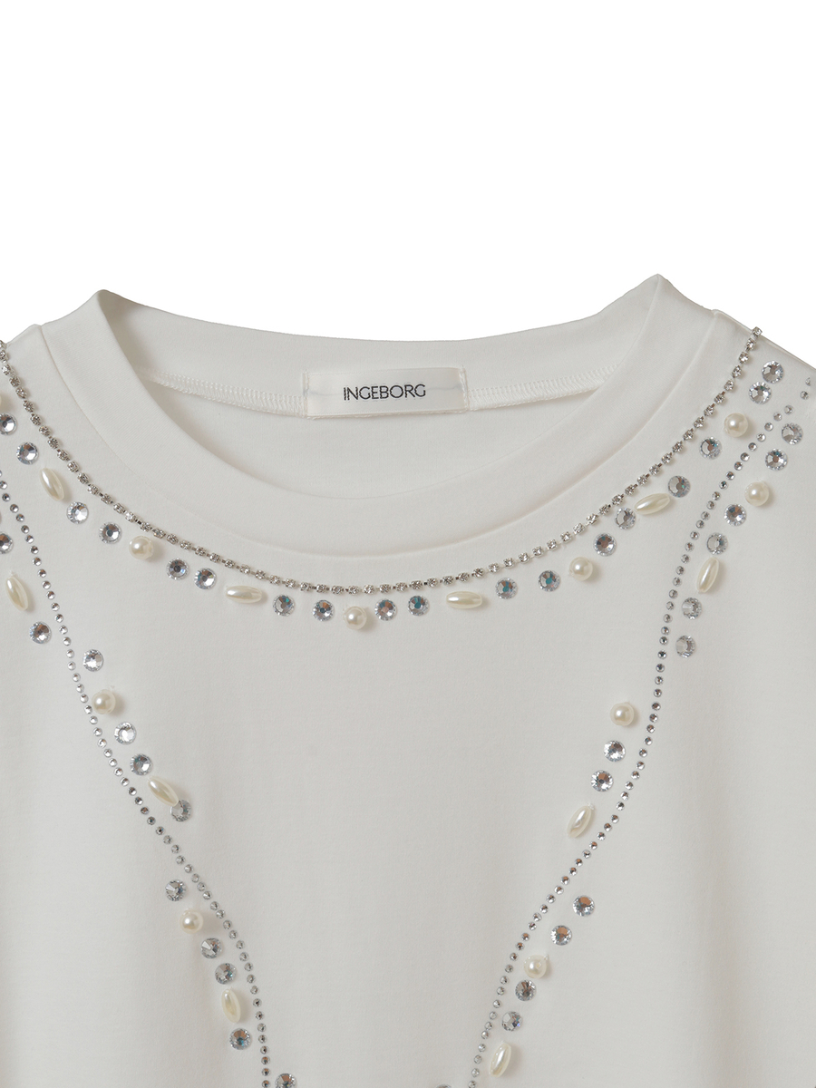 ビジュ使いカットソー 詳細画像 シロ 3