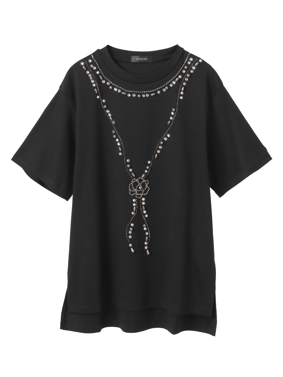 ビジュ使いカットソー 詳細画像 クロ 1