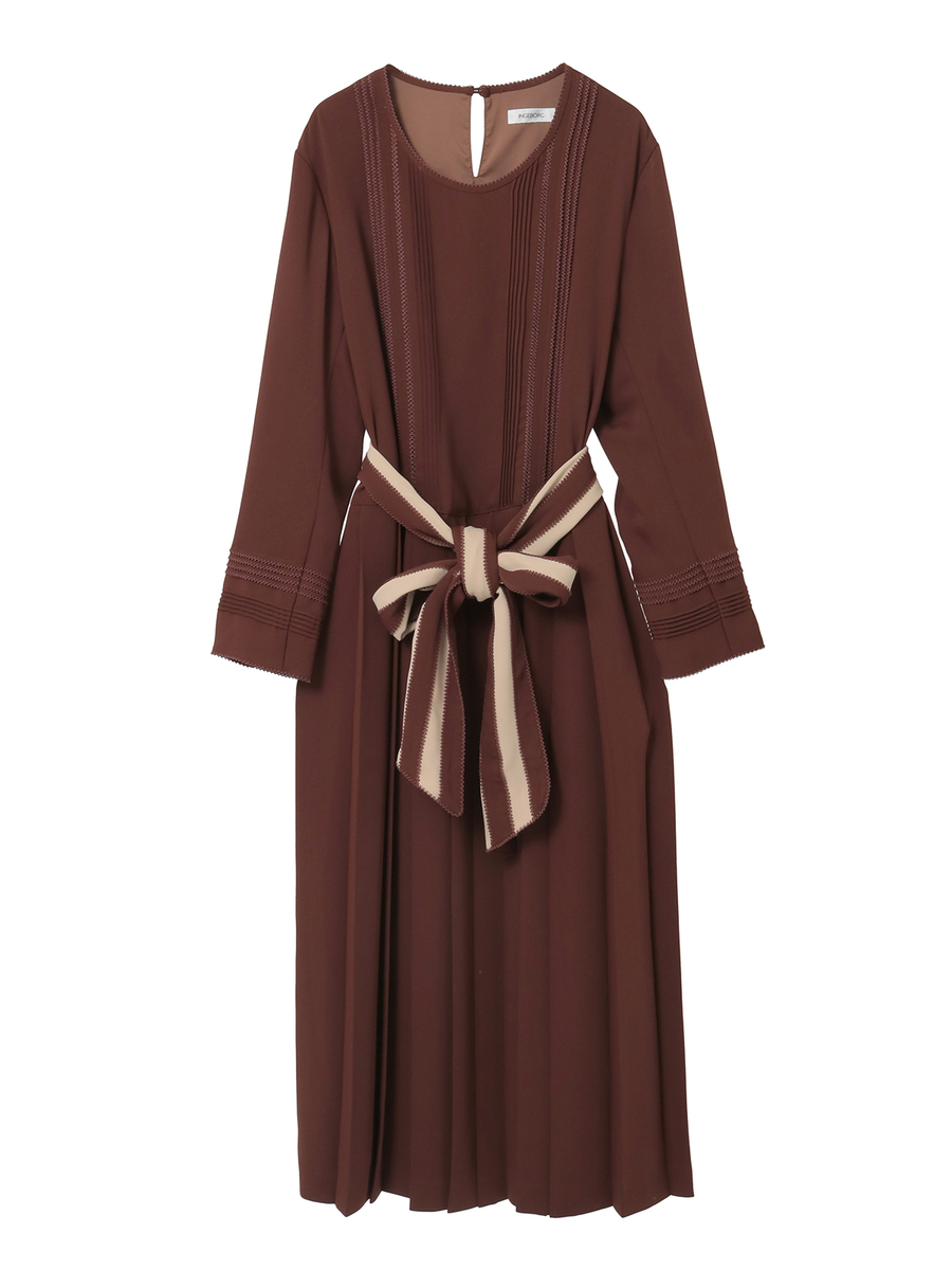 サッシュベルト付きワンピース 詳細画像 ブラウン 1