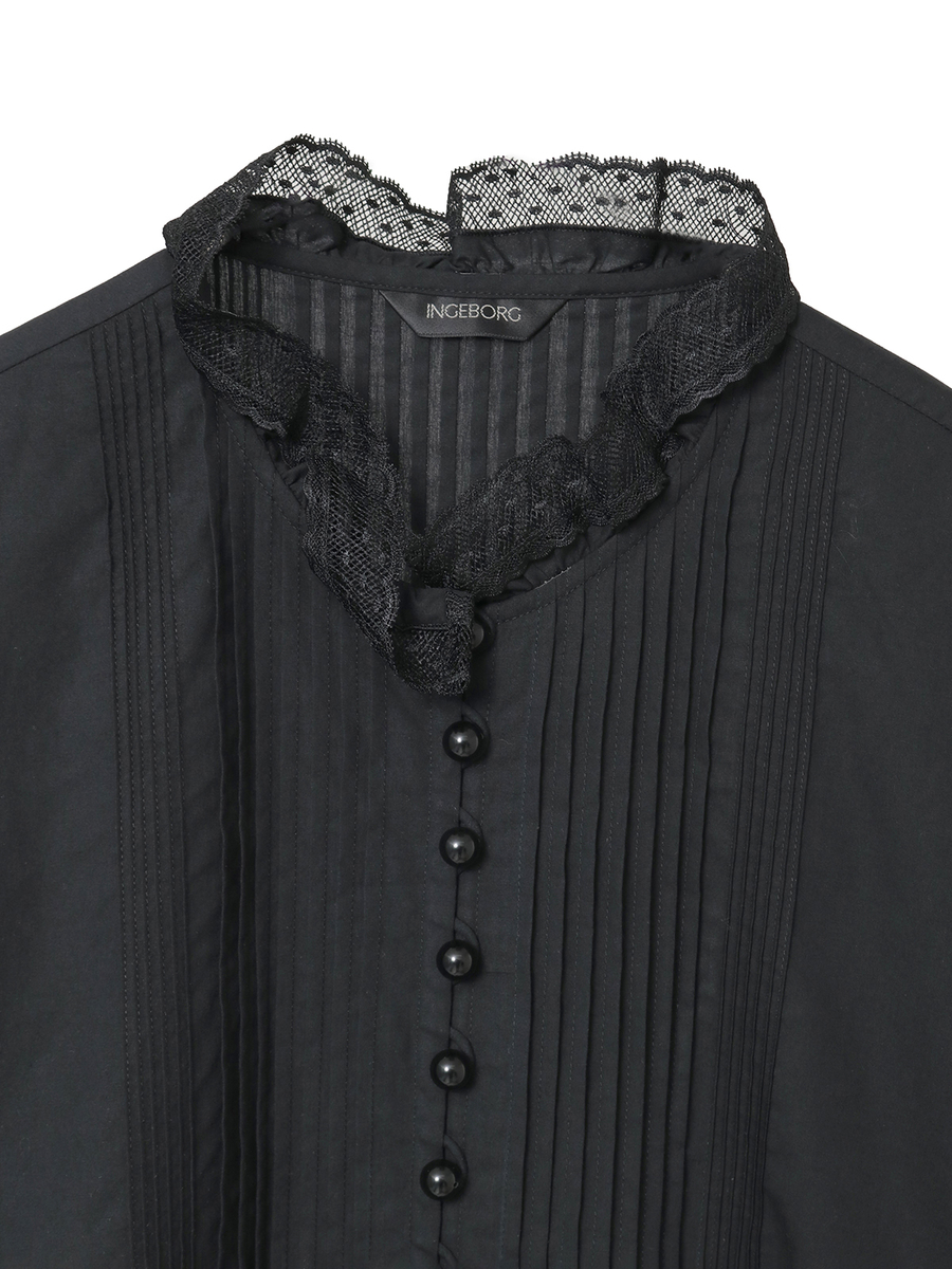 シルクローンスタンドカラーブラウス 詳細画像 クロ 3