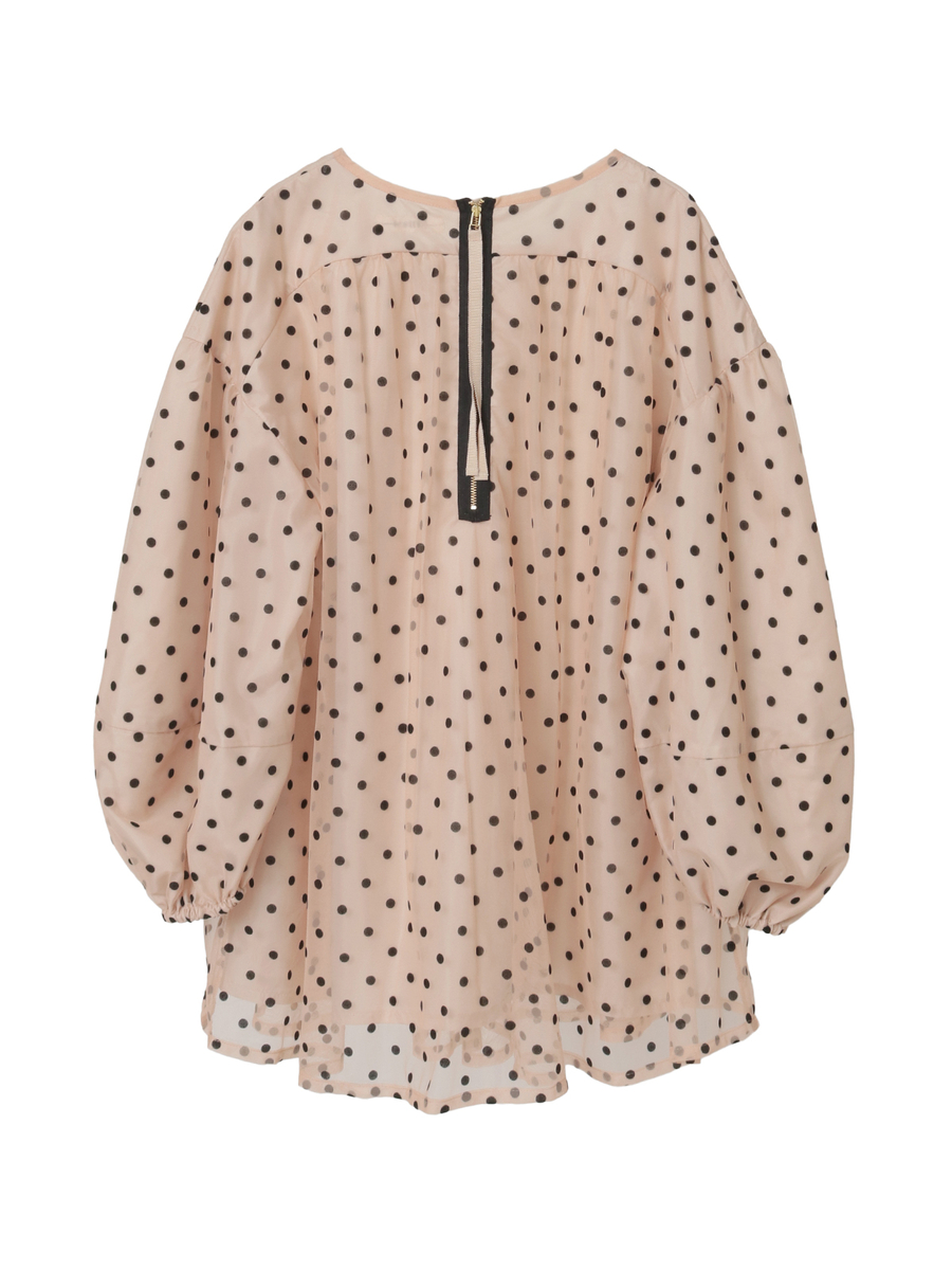 ドットチュールギャザーブラウス 詳細画像 クロ 2