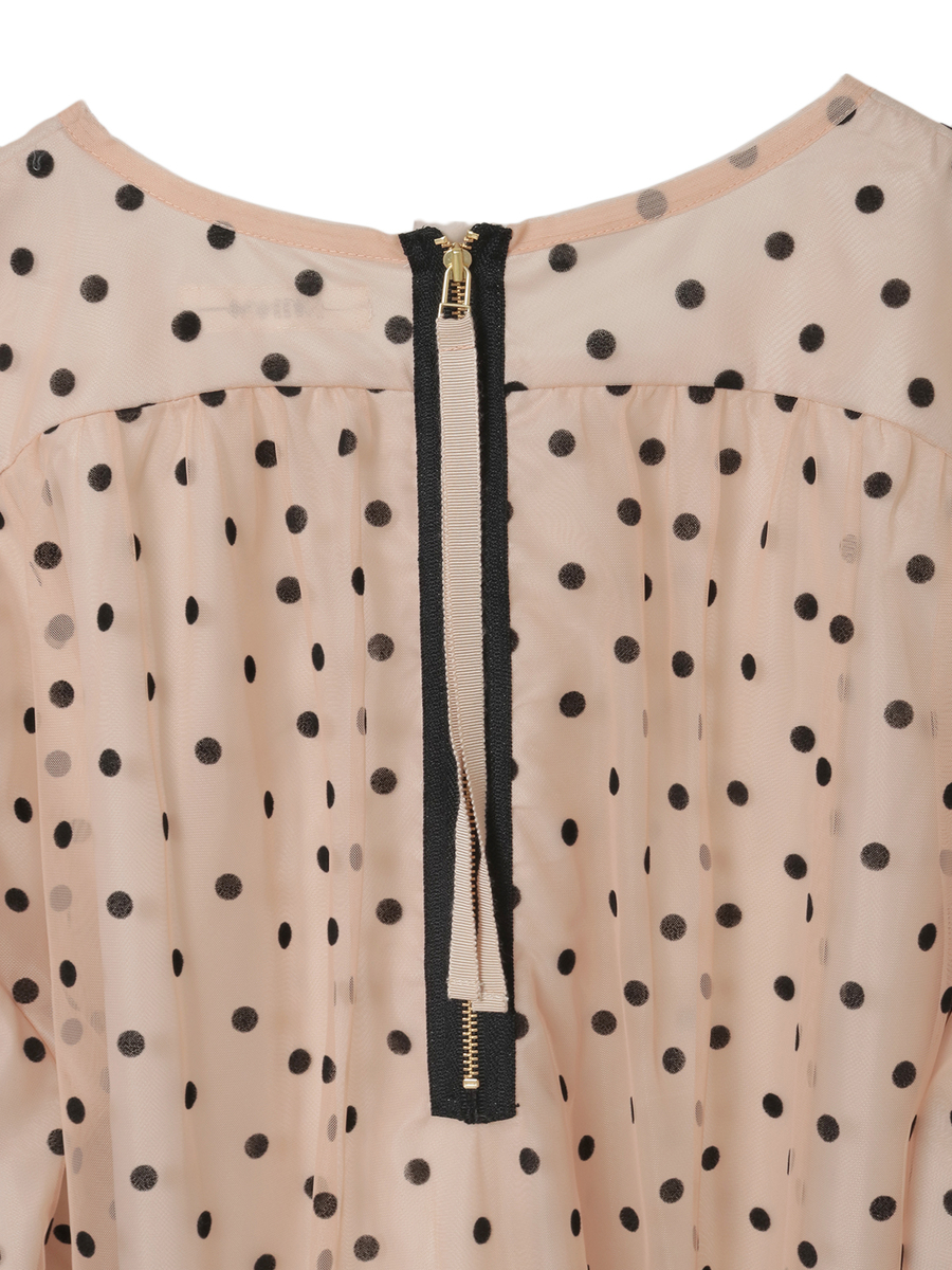 ドットチュールギャザーブラウス 詳細画像 クロ 4