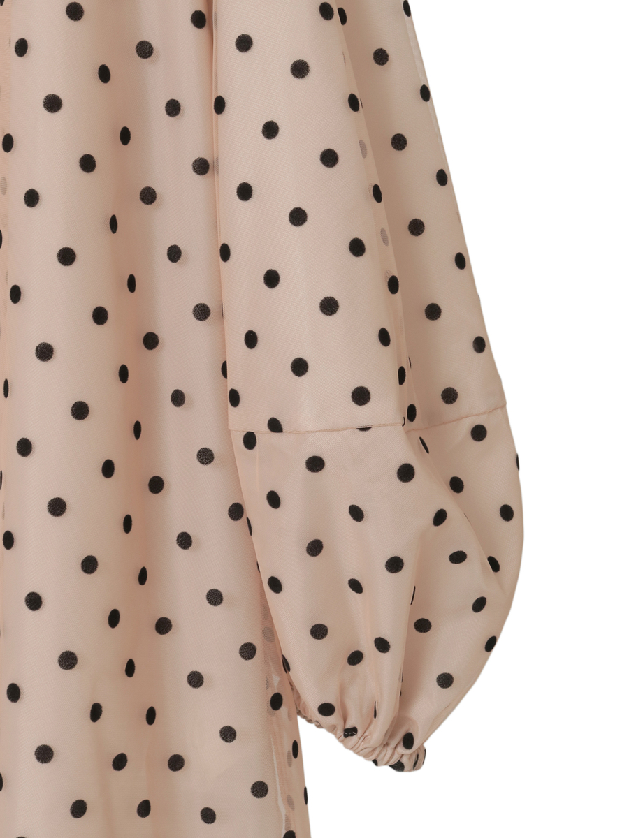 ドットチュールギャザーブラウス 詳細画像 クロ 5