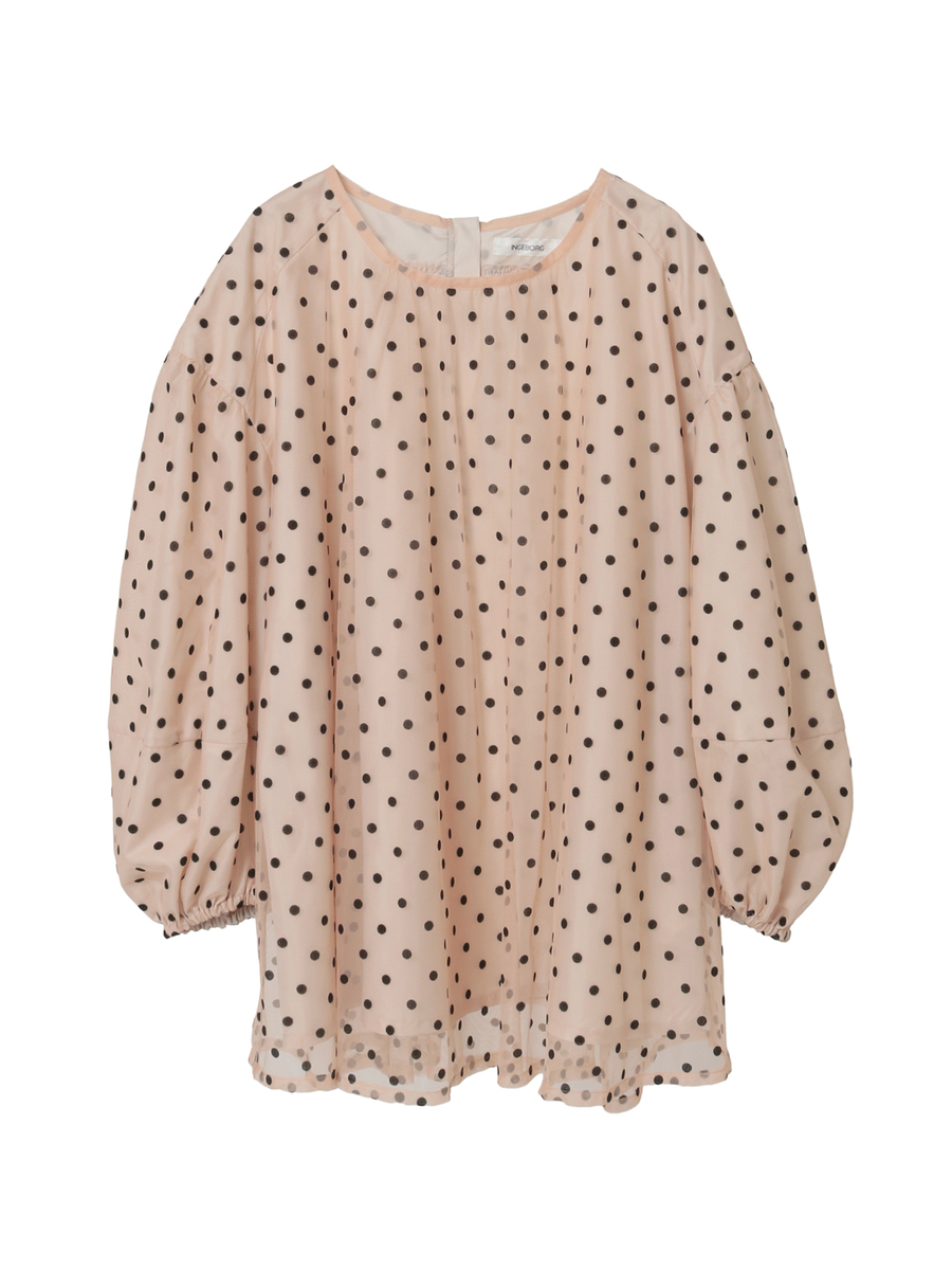ドットチュールギャザーブラウス 詳細画像 ベージュ 1