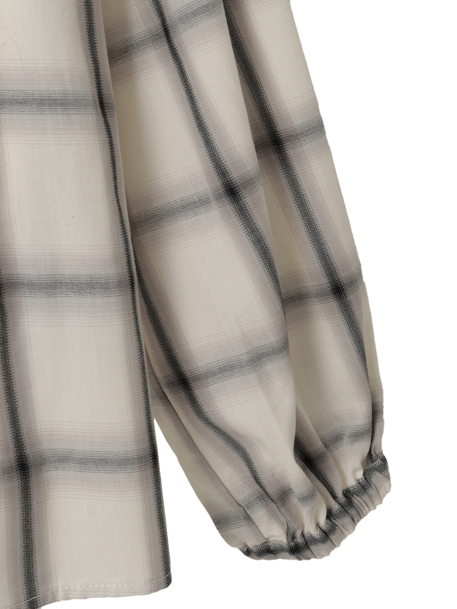 【HAPPY ITEM】コットンチェックブラウス 詳細画像 ネイビー 4