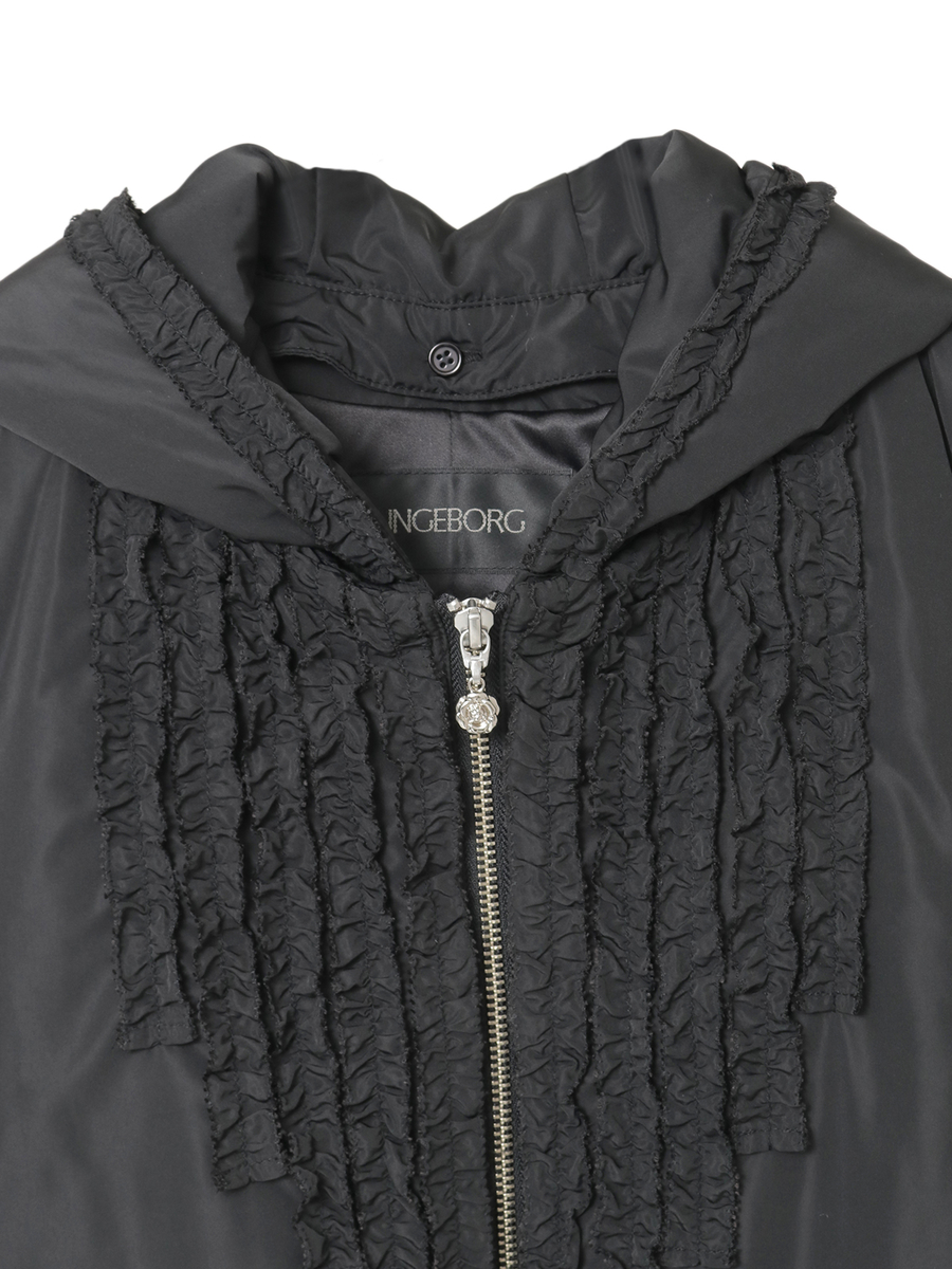 ソフトタフタフード付きベストコート 詳細画像 クロ 3