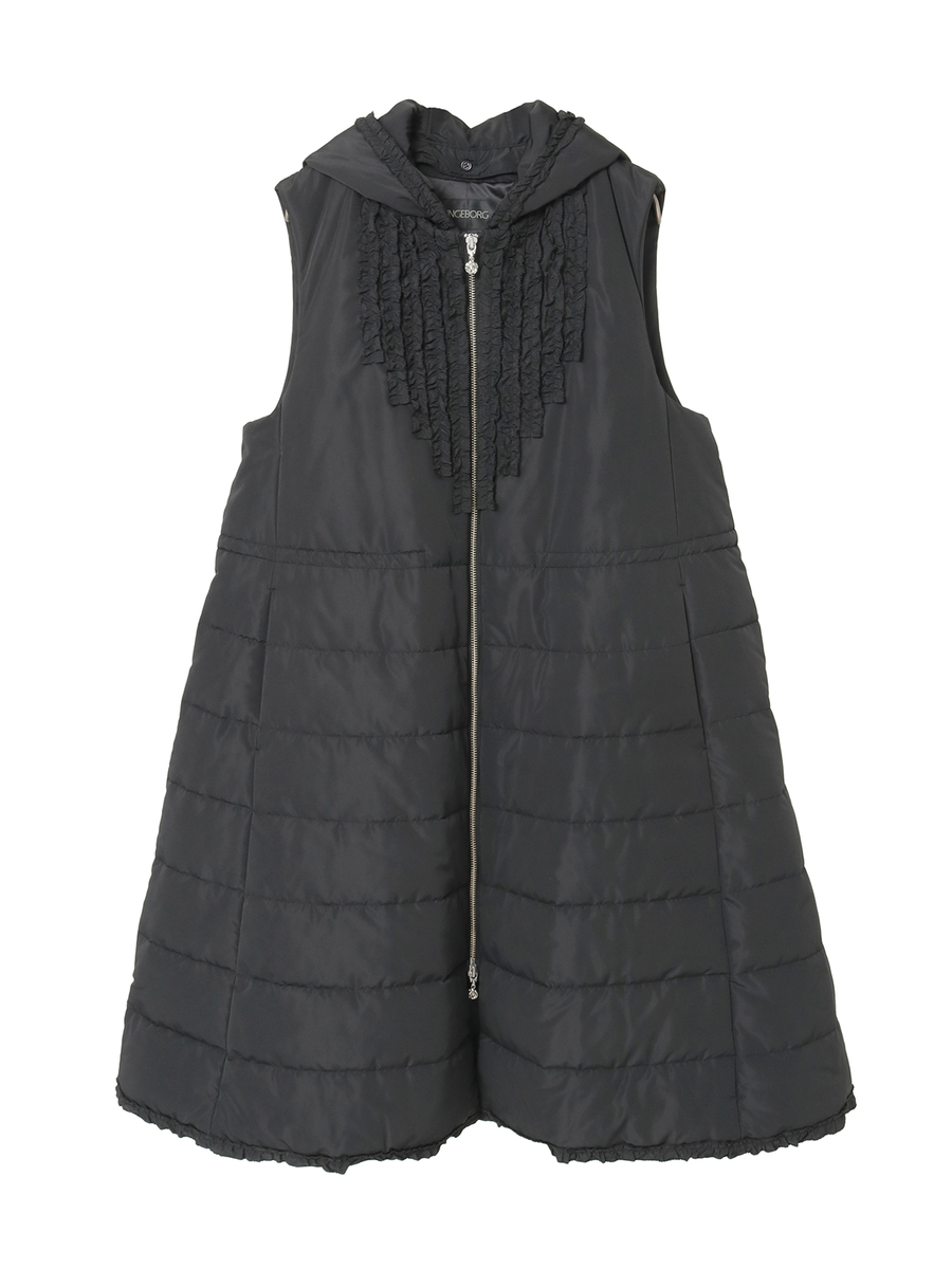 ソフトタフタフード付きベストコート 詳細画像 クロ 1