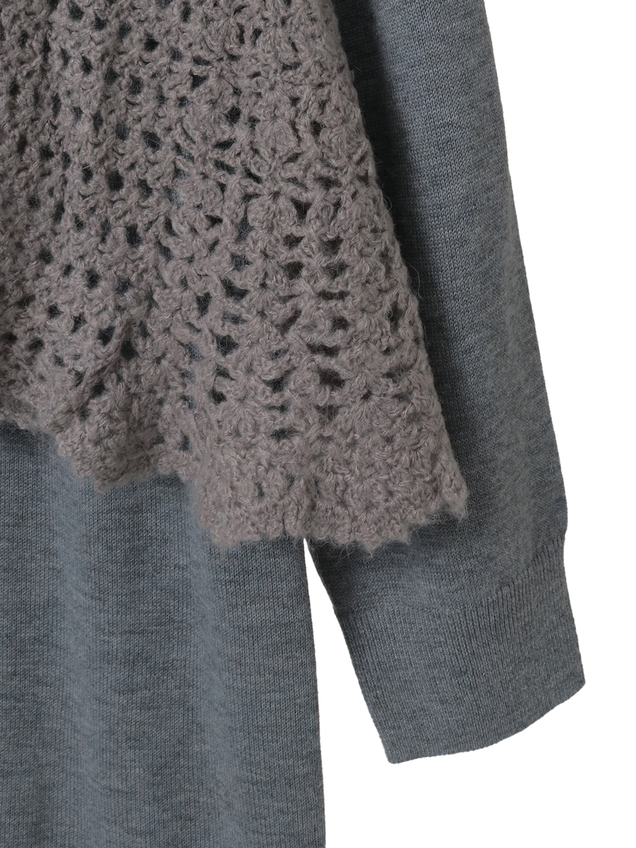 ポンチョ付きニットワンピース 詳細画像 ベージュ 5