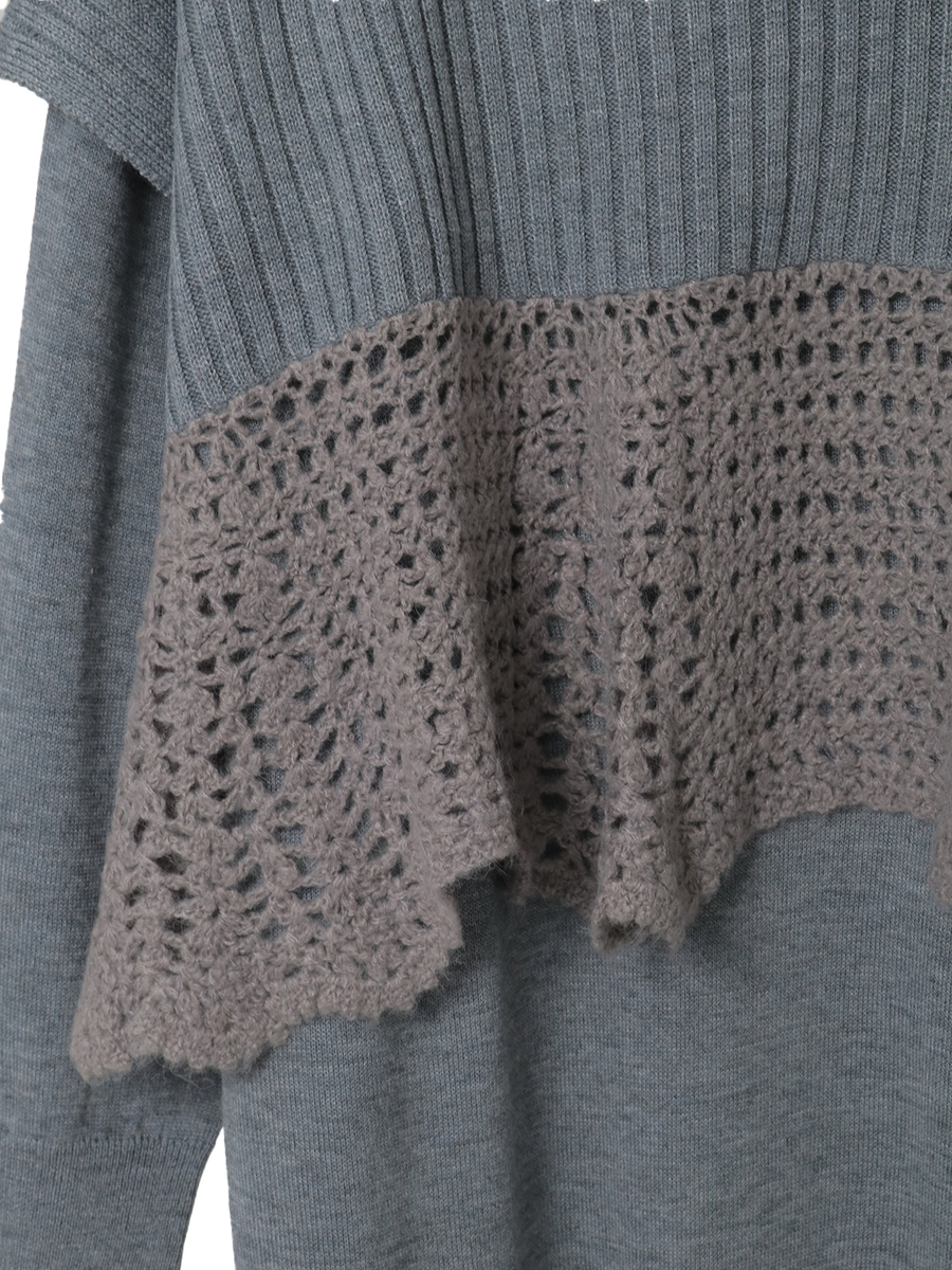 ポンチョ付きニットワンピース 詳細画像 ベージュ 6