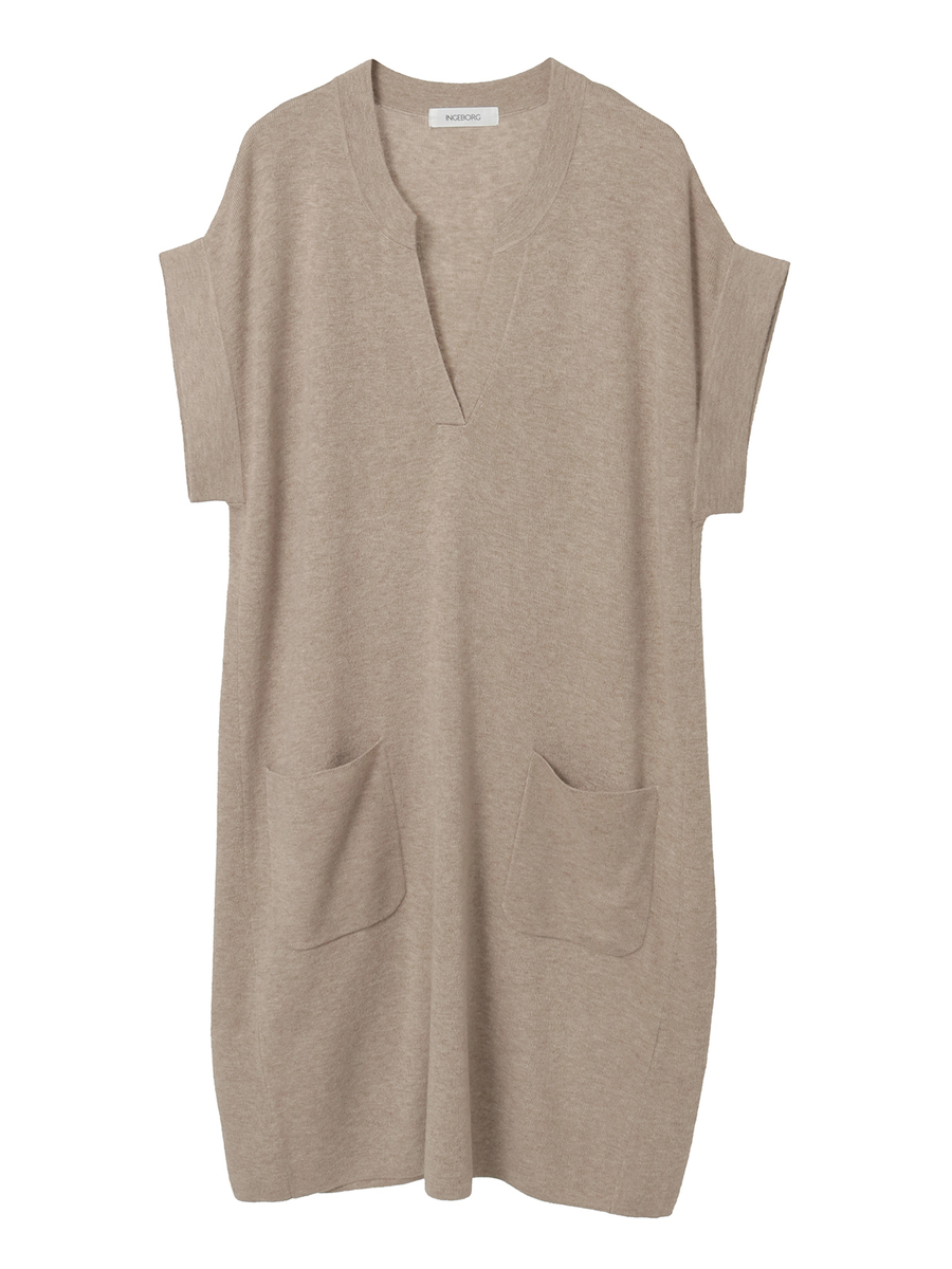 スリットネックニットチュニック 詳細画像 ダークブラウン 1