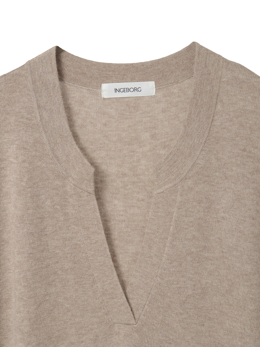 スリットネックニットチュニック 詳細画像 ダークブラウン 3