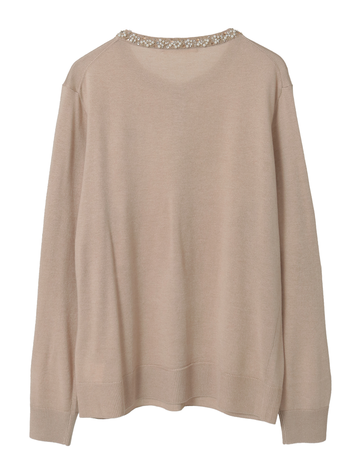 【高級】PINK HOUSE ニット カーディガン ベージュ バラ 刺繍 PINK HOUSE（ピンクハウス） カーディガン バラモチーフ付き丸ヨーク