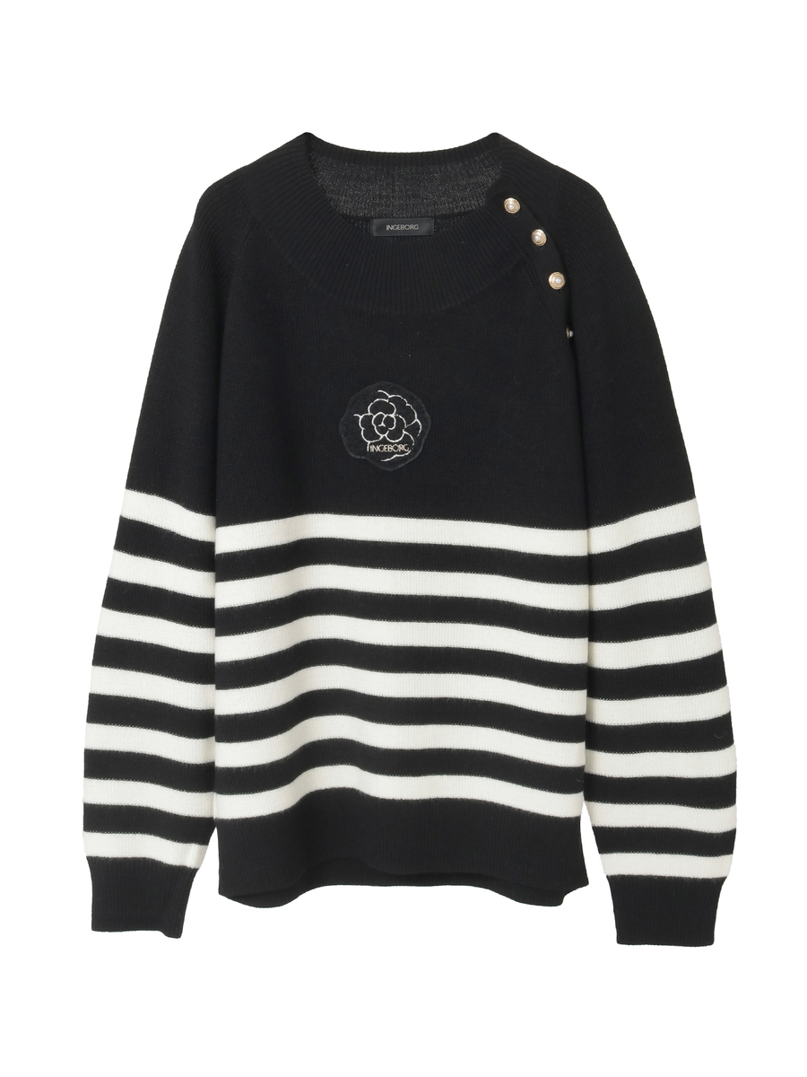 カメリアボーダーニット 詳細画像 グリーン 1