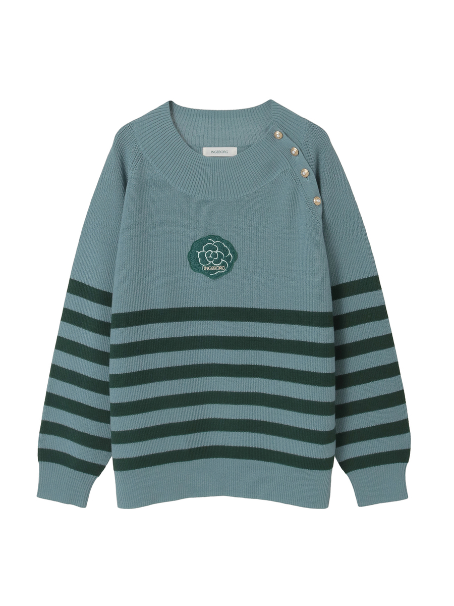 カメリアボーダーニット 詳細画像 グリーン 1