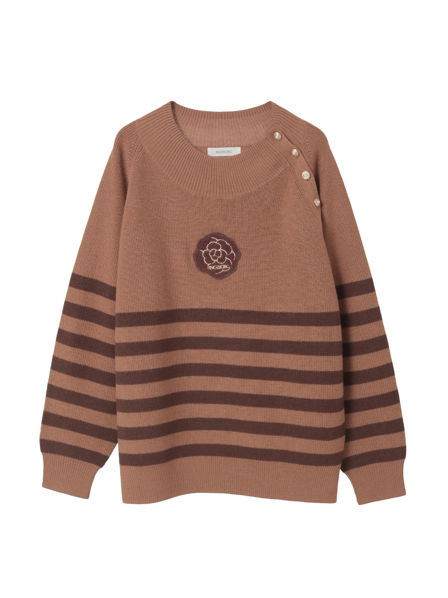 カメリアボーダーニット 詳細画像 ベージュ 1