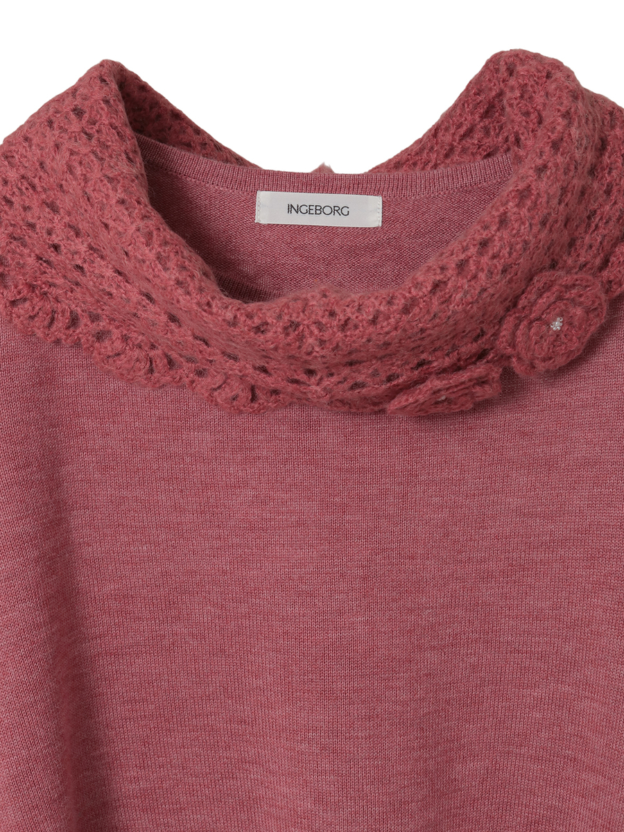 ネックウォーマー付きニットポンチョ 詳細画像 ベージュ 3