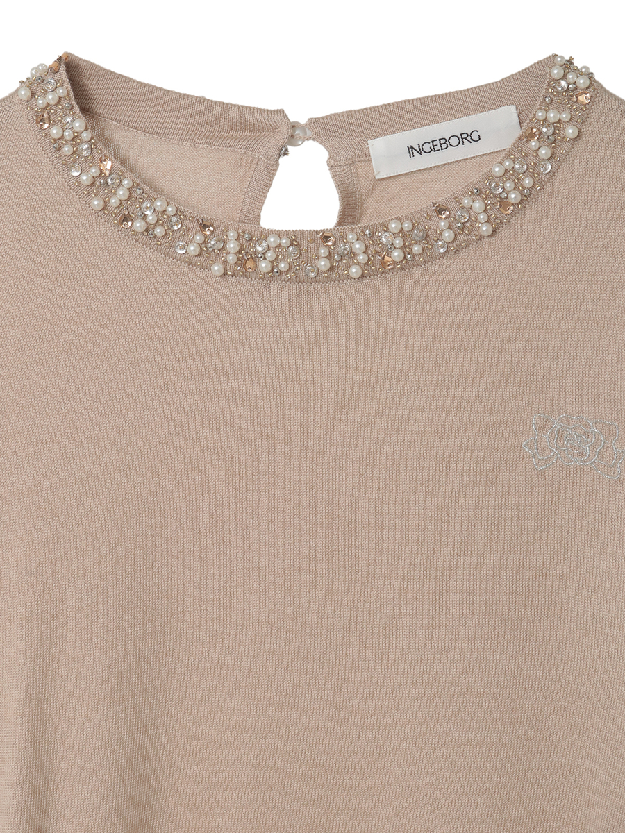 カメリアリボン刺繍入りニットセーター 詳細画像 クロ 3