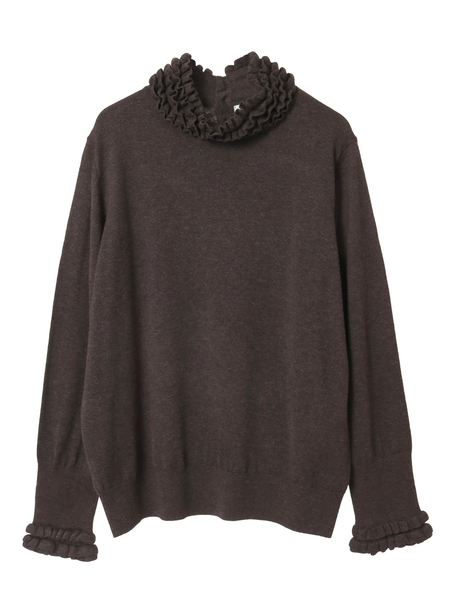 フリルハイネックセーター