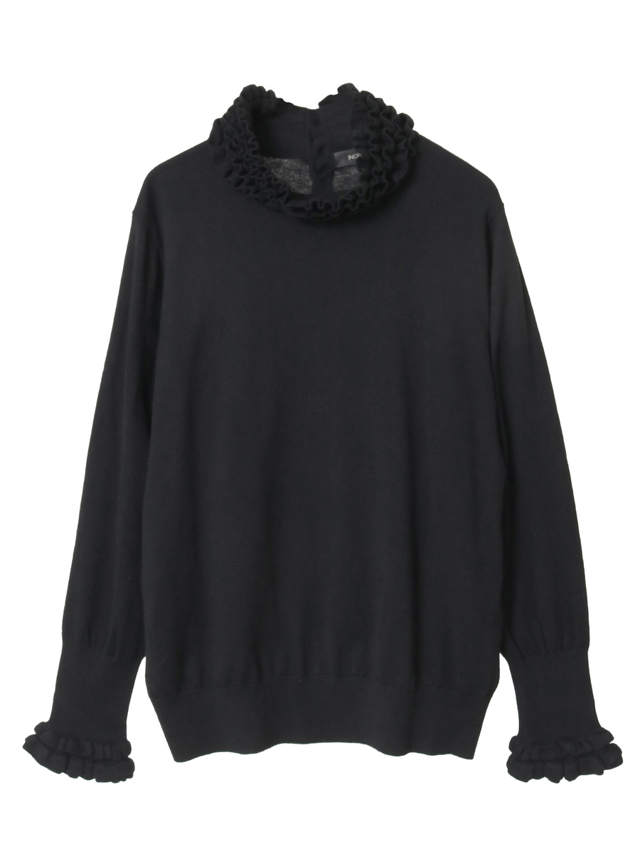 フリルハイネックセーター 詳細画像 クロ 1
