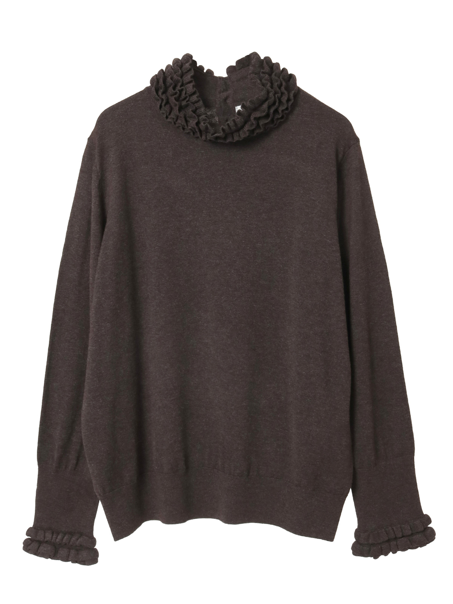フリルハイネックセーター 詳細画像 ブラウン 1
